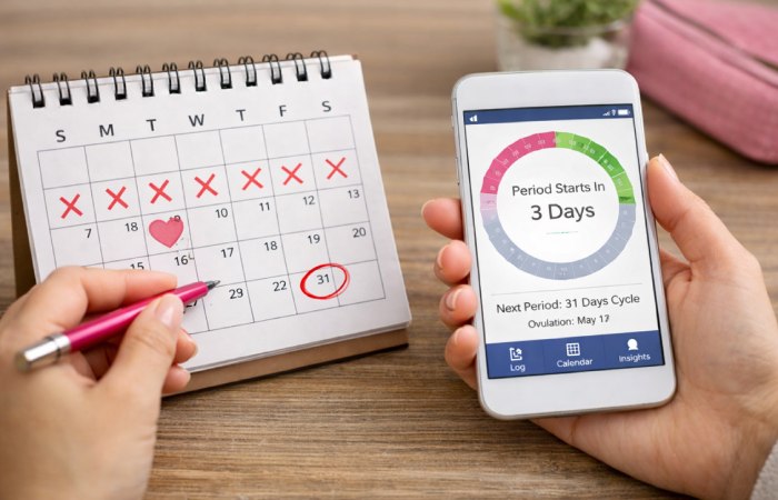 menstrual cycle tracking calendar