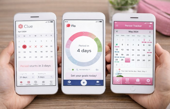 period tracking apps on smartphone