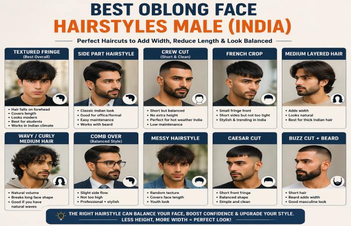 best oblong face hairstyles male (india)