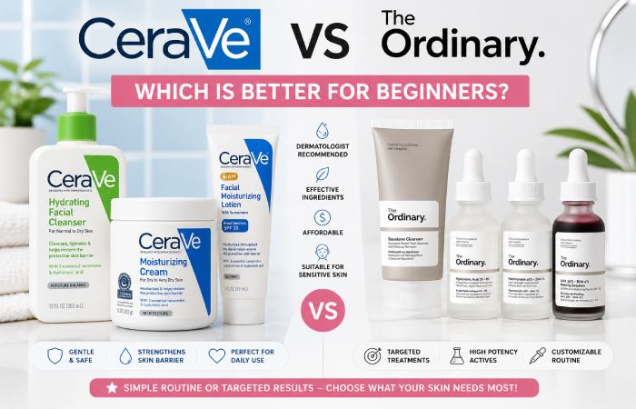 i am a genz woman. how does cerave compare to the ordinary in terms of skincare effectiveness usa