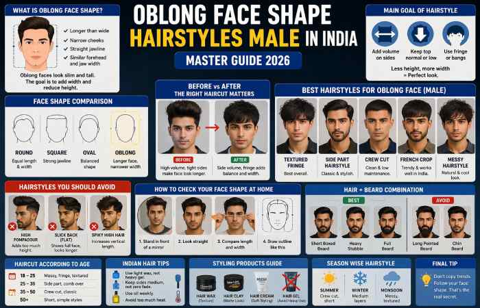 main goal of hairstyle for oblong face (male india)