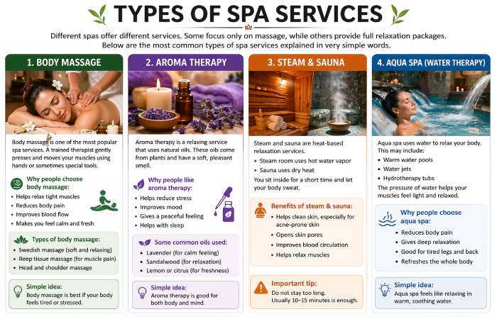 types of spa services